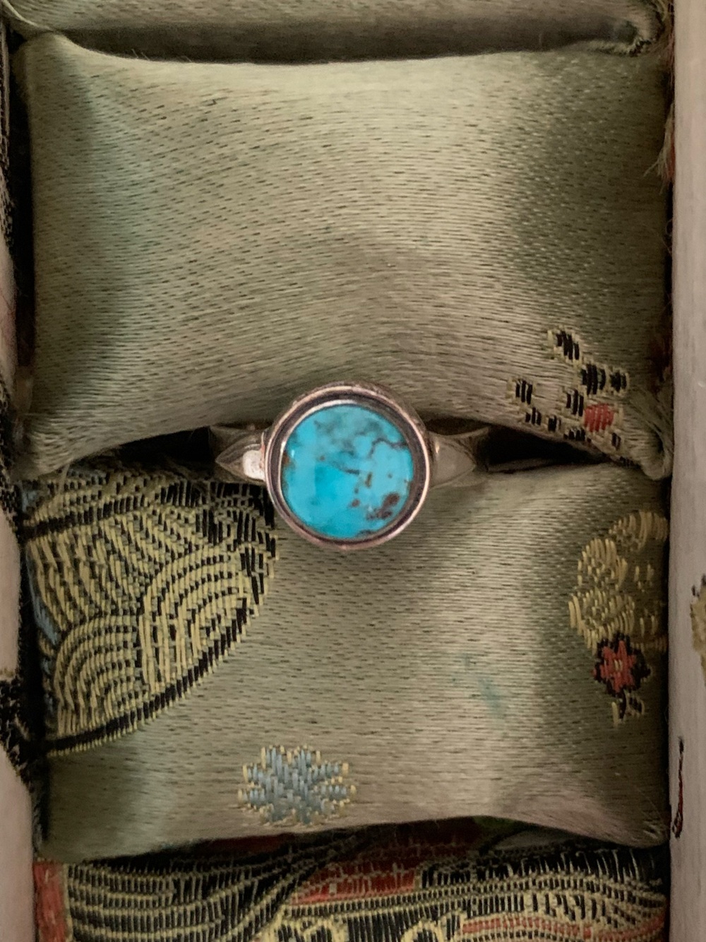 Turquoise Solitaire Ring - Blue Stone Silver Band